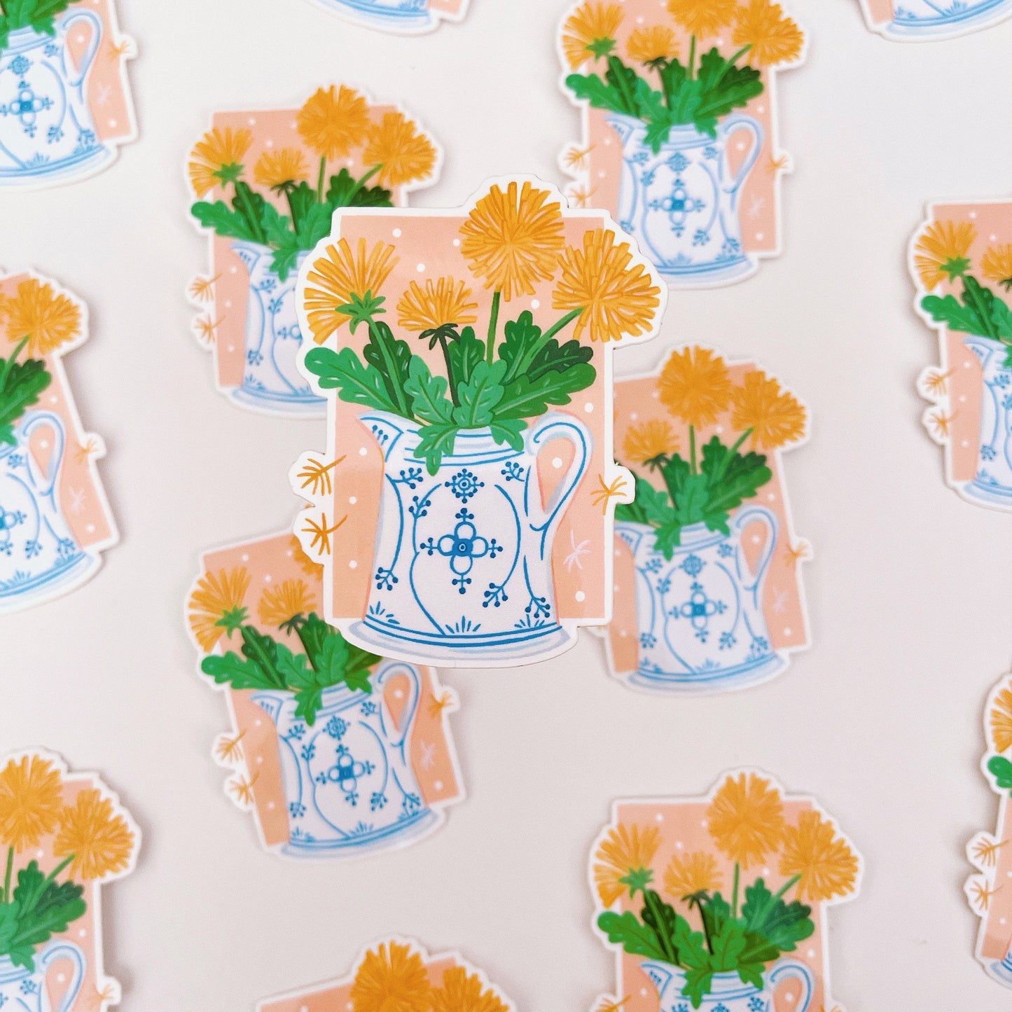Delft Dandelions || Glossy Vinyl Sticker