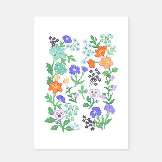 Blue florals || Art Print