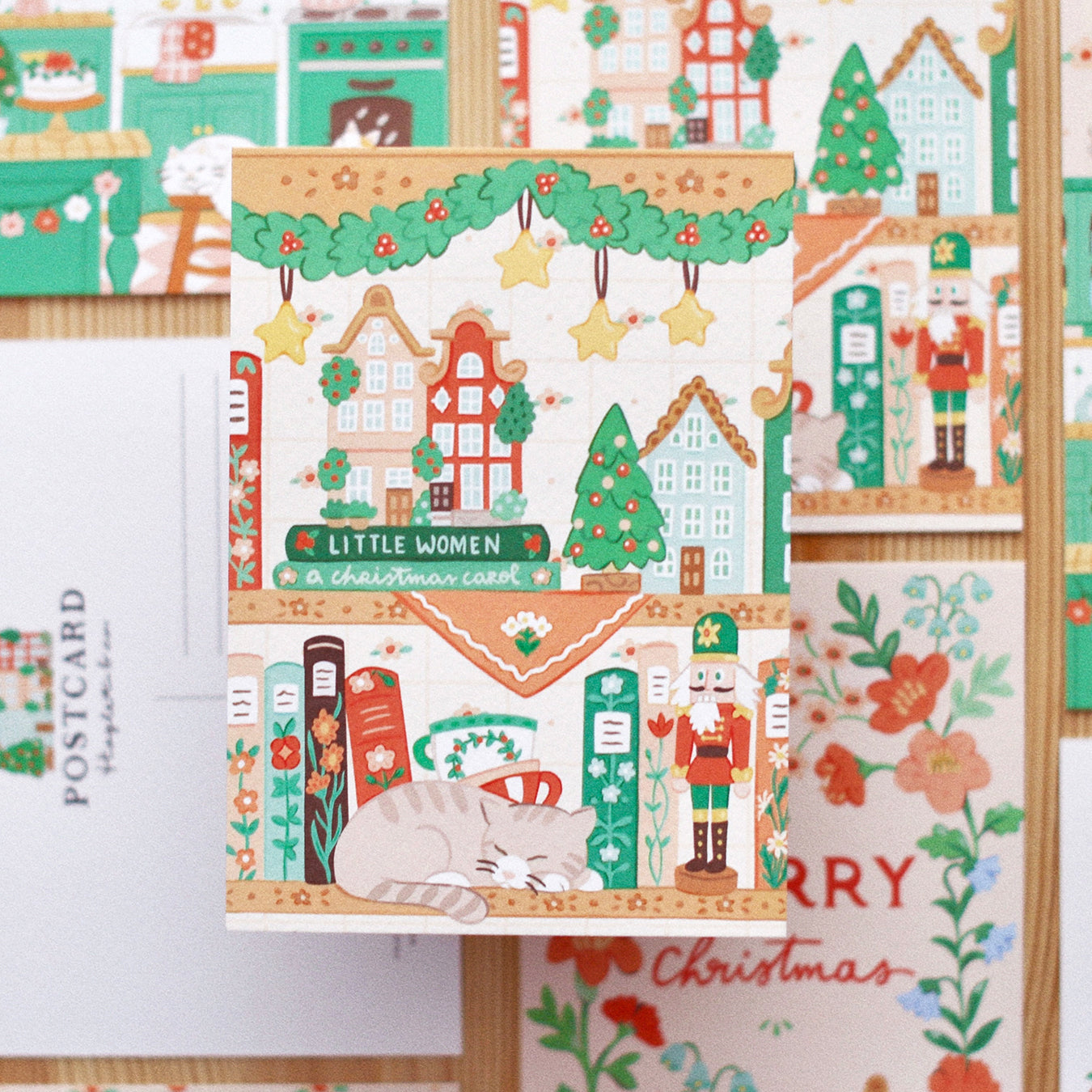 Christmas Bookshelf || Postcard