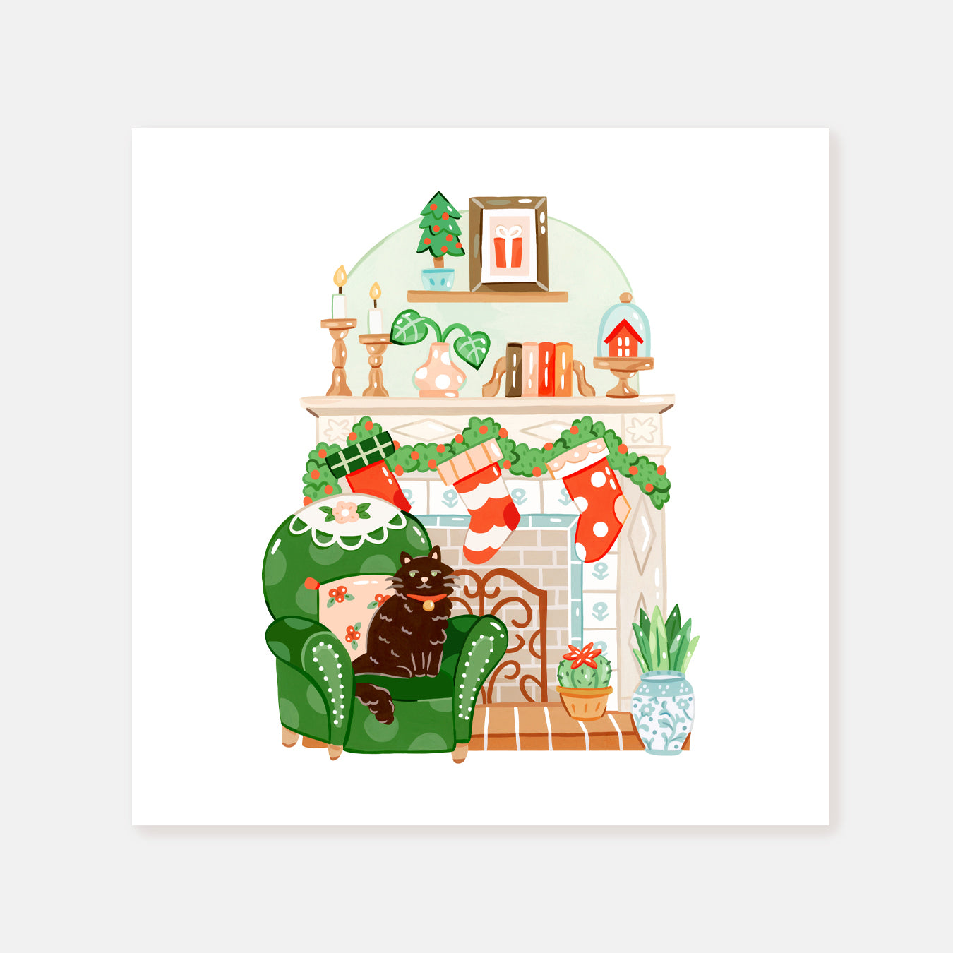 Christmas Fireplace || Square Print