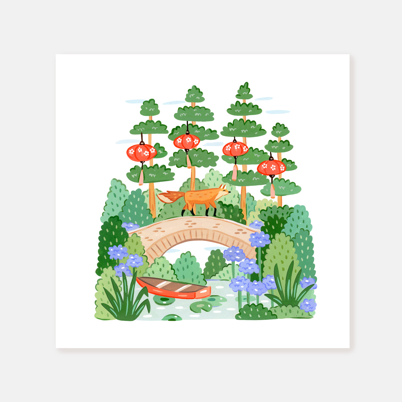 Fox in the woods || Square Print