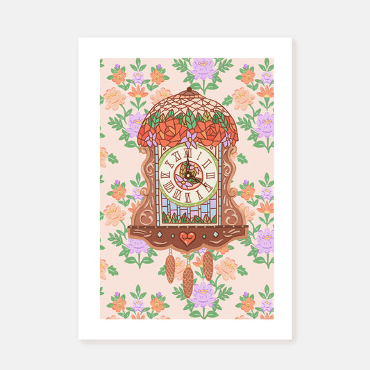 Stained Glass Clock || Art Print